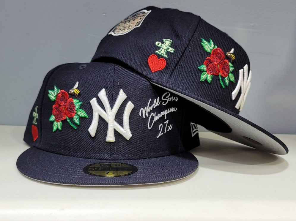 Navy Blue New York Yankees Logo impressions New Era 59FIFTY Fitted