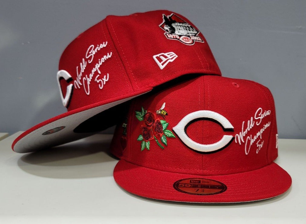 Red Cincinnati Reds 5X World Series Champions New Era 59FIFTY Fitted 77/8