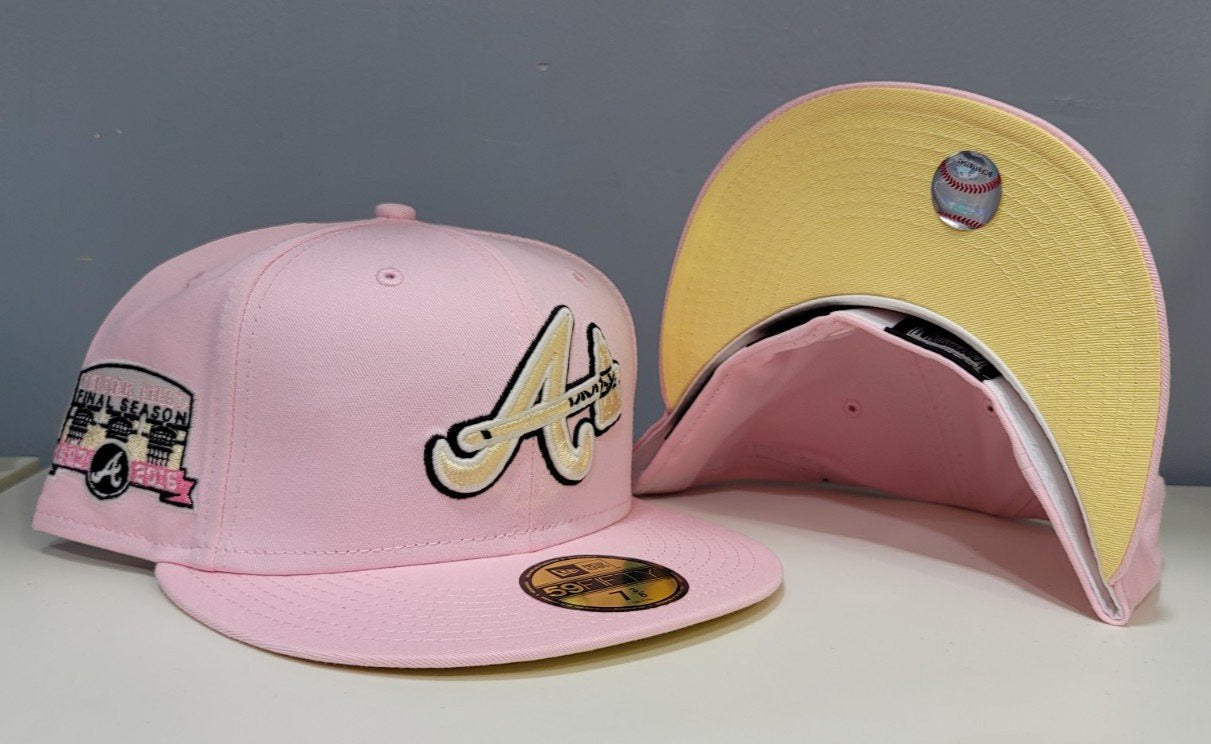 Atlanta Braves New Era Fitted Hat. 30th Anniversary side patch Pink Under  brim!