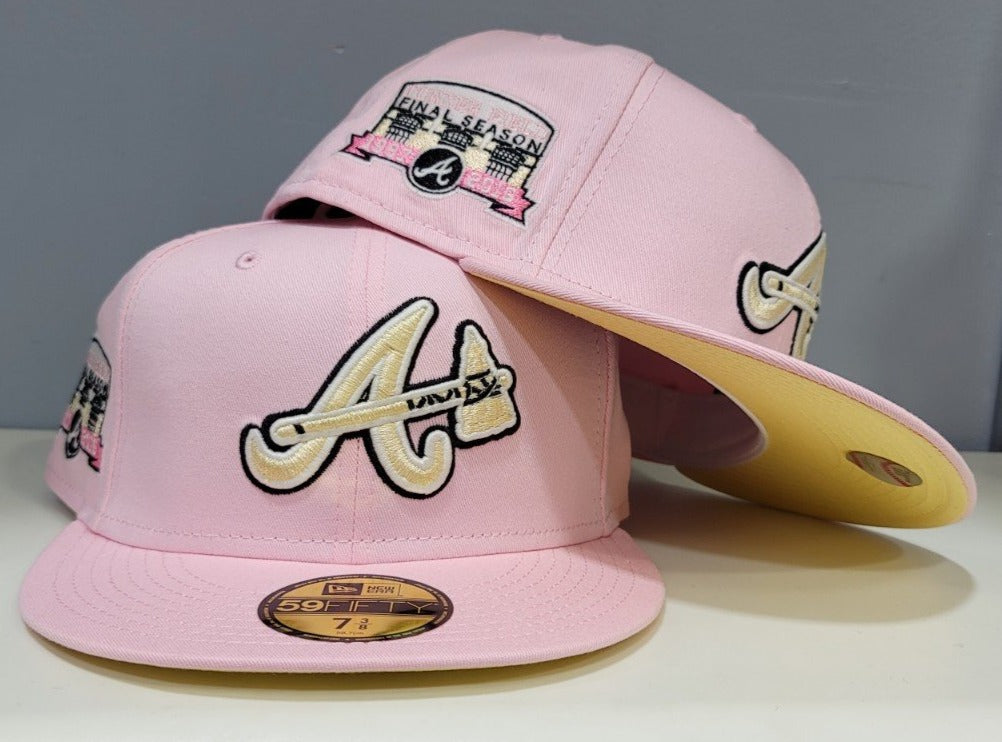 Pink Atlanta Braves Soft Yellow Bottom Final Season Side Patch New