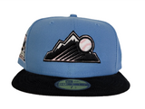Sky Blue Colorado Rockies Black Corduroy Visor Pink Bottom 25th Anniversary Side Patch New Era 59Fifty Fitted