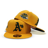 Yellow Oakland Athletics Forest Green Bottom 1989 World Series Side Patch New Era 59Fifty Fitted
