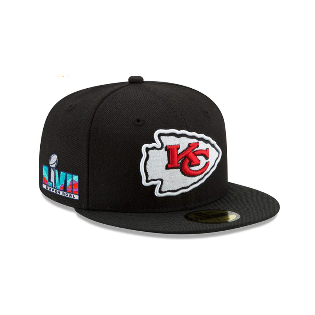 Black Kansas City Chiefs New Era Super Bowl LVII Side Patch 59FIFTY Fitted  Hat