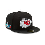 Black Kansas City Chiefs New Era Super Bowl LVII Side Patch 59FIFTY Fitted Hat