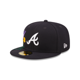 Navy Blue Atlanta Braves Blooming Gray Bottom New Era 59Fifty Fitted