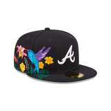 Navy Blue Atlanta Braves Blooming Gray Bottom New Era 59Fifty Fitted