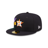 Navy Blue Houston Astros Blooming Gray Bottom New Era 59Fifty Fitted