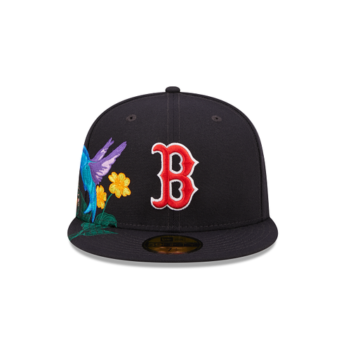 Navy Blue Boston Red Sox Blooming Gray Bottom New Era 59Fifty Fitted