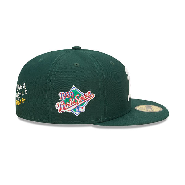 Green Oakland Athletics Team Heart 1989 World Series Side Patch Gray Bottom New Era 59Fifty Fitted