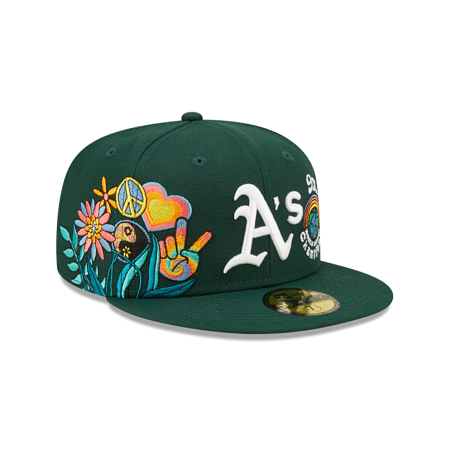 Green Oakland Athletics 9X World Series Champions Groovy Patch Blue Bottom 59FIFTY Fitted