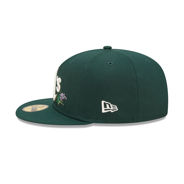 Green Oakland Athletics Watercolor Floral Bottom New Era 59Fifty Fitted