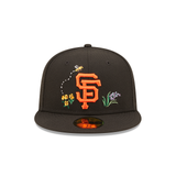Black San Francisco Giants Watercolor Floral Bottom New Era 59Fifty Fitted