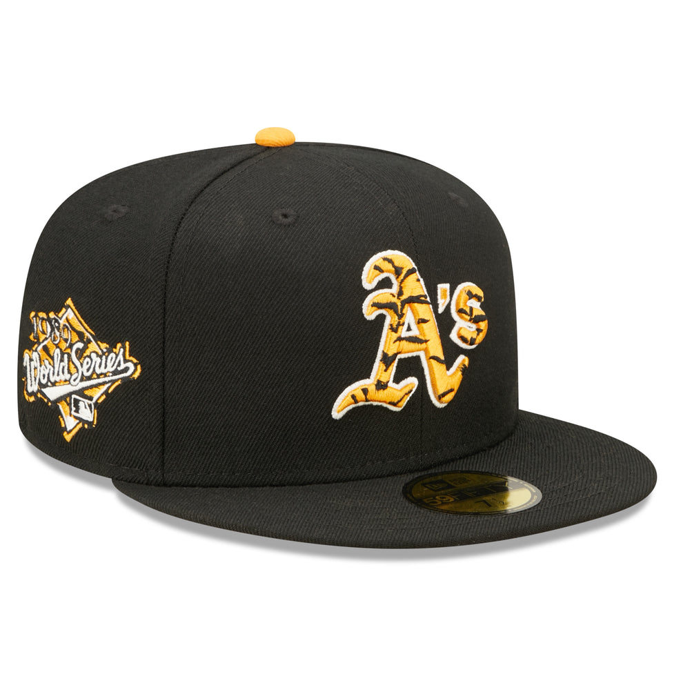 Orange and black a's hat