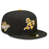 Black Oakland Athletics Tigerfill 1989 World Series Patch Orange Bottom 59FIFTY Fitted