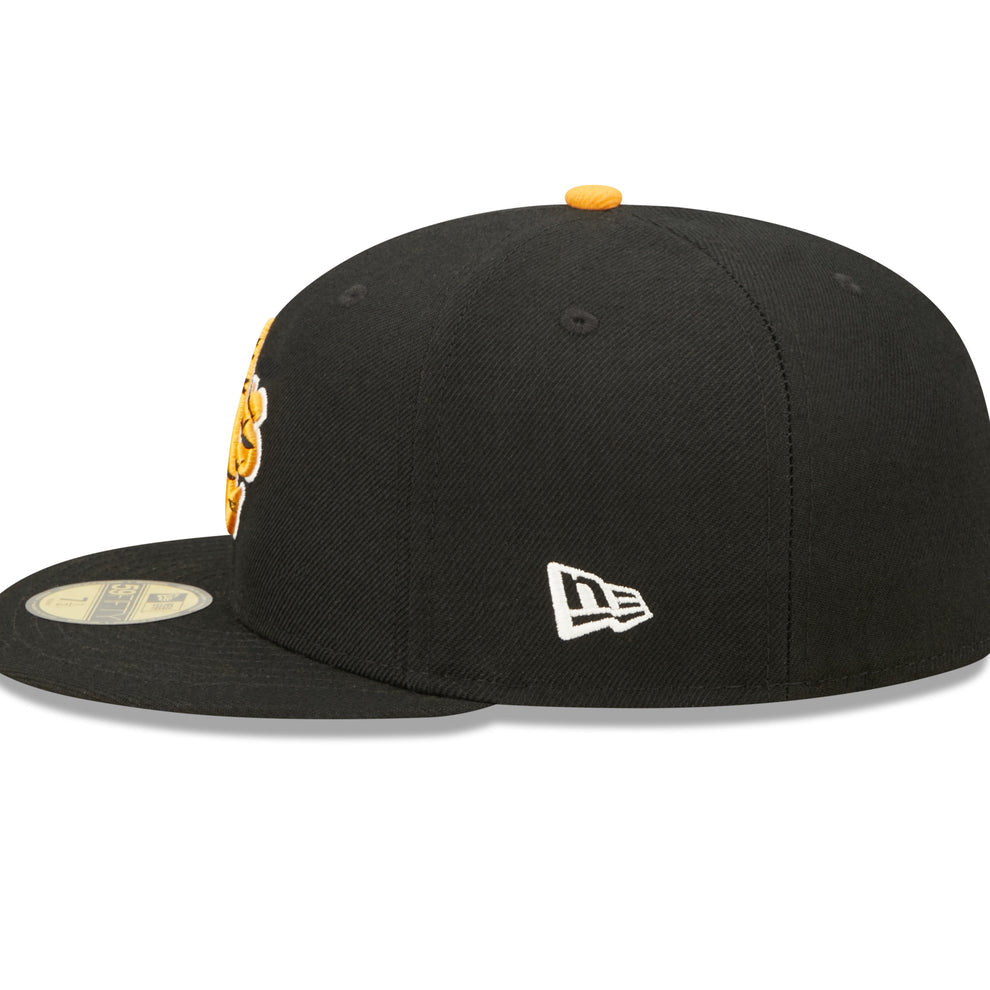 Black Oakland Athletics Tigerfill 1989 World Series Patch Orange Bottom 59FIFTY Fitted