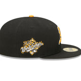 Black Oakland Athletics Tigerfill 1989 World Series Patch Orange Bottom 59FIFTY Fitted