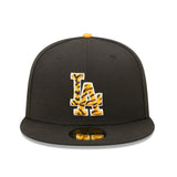 Black Los Angeles Dodgers Tigerfill 1988 World Series Patch Orange Bottom 59FIFTY Fitted
