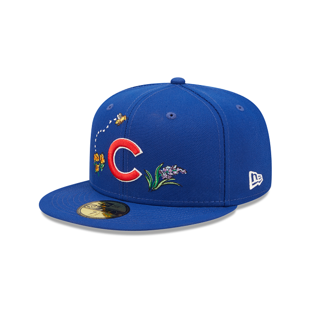 Royal Blue Chicago Cubs Watercolor Floral Bottom New Era 59Fifty Fitted