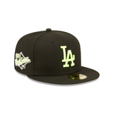 Black Los Angeles Dodgers Neon Green Snakeskin Bottom 1988 World Series Side Patch New Era 59Fifty Fitted