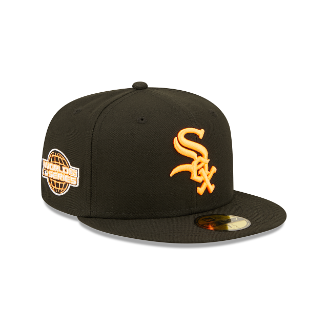Black Chicago White Sox Neon Orange Snakeskin Bottom 2005 World Series Side Patch New Era 59Fifty Fitted