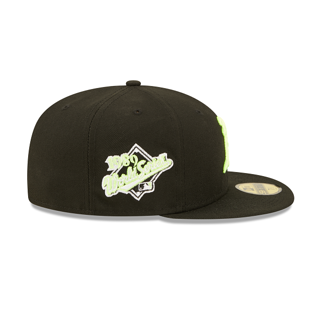 Black Oakland Athletics Neon Green Snakeskin Bottom 1989 World Series Side Patch New Era 59Fifty Fitted