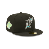 Black Florida Marlins Yellow Citrus Pop Bottom 1997 World Series Side Patch New Era 59Fifty Fitted