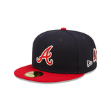 Navy Blue Atlanta Braves Red Visor Gray Bottom 2021 World Series Side Patch Letterman New Era 59FIFTY Fitted