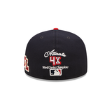 Navy Blue Atlanta Braves Red Visor Gray Bottom 2021 World Series Side Patch Letterman New Era 59FIFTY Fitted