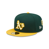 Dark Green Oakland Athletics Yellow Visor Gray Bottom 1989 World Series Side Patch Letterman New Era 59FIFTY Fitted