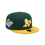 Dark Green Oakland Athletics Yellow Visor Gray Bottom 1989 World Series Side Patch Letterman New Era 59FIFTY Fitted