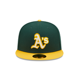 Dark Green Oakland Athletics Yellow Visor Gray Bottom 1989 World Series Side Patch Letterman New Era 59FIFTY Fitted