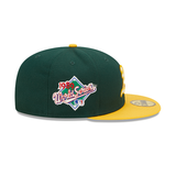 Dark Green Oakland Athletics Yellow Visor Gray Bottom 1989 World Series Side Patch Letterman New Era 59FIFTY Fitted