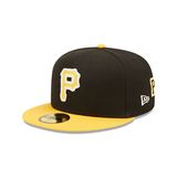 Black Pittsburgh Pirates Yellow Visor Gray Bottom 76th World Series Side Patch Letterman New Era 59FIFTY Fitted