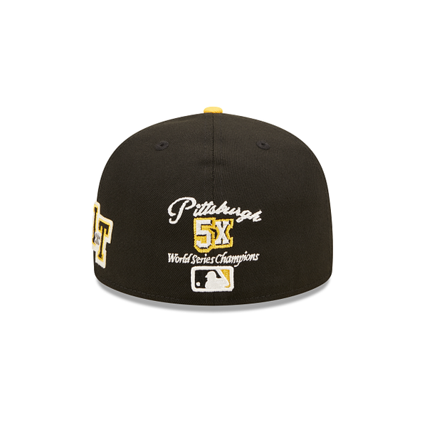 Black Pittsburgh Pirates Yellow Visor Gray Bottom 76th World Series Side Patch Letterman New Era 59FIFTY Fitted