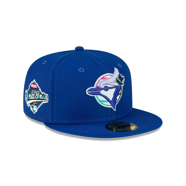 NEW ERA 59FIFTY MLB TORONTO BLUE JAYS WORLD SERIES 1992 TWO TONE / PINK UV  FITTED CAP