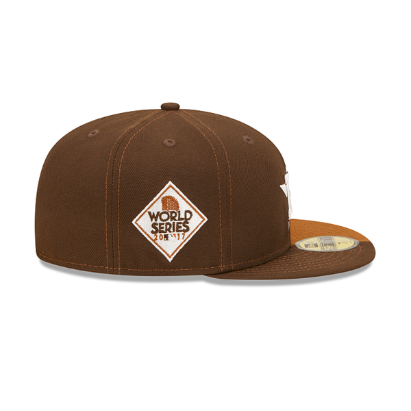Split Houston Astros Rust Orange Bottom 2017 World Series Side Patch New Era 59Fifty Fitted