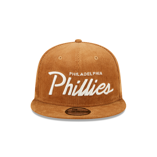 Tan Philadelphia Phillies Corduroy Script Green Bottom New Era 9Fifty Snapback