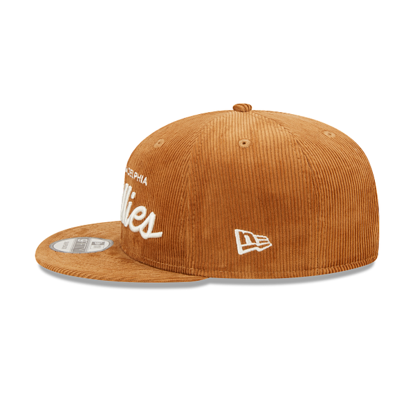 Tan Philadelphia Phillies Corduroy Script Green Bottom New Era 9Fifty Snapback