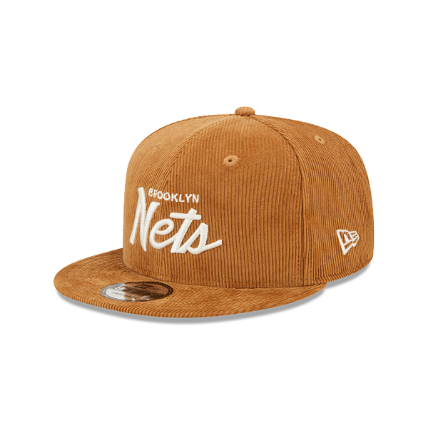 Tan Brooklyn Nets Corduroy Script Green Bottom New Era 9Fifty Snapback