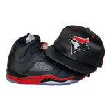 Matching New Era Toronto Blue Jays Snapback Hat for Jordan 5 Bred Satin Black / Red