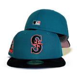 Aqua Seattle Mariners Black Corduroy Visor Pink Bottom 30th Anniversary Side Patch New Era 59Fifty Fitted