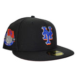 BLACK NEW YORK METS PINK BOTTOM NEW ERA 59FIFTY FITTED HAT