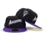 Black Arizona Diamondbacks Purple Visor Teal Bottom D-Back Side Patch New Era 9Fifty Snapback