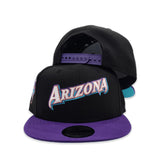 Black Arizona Diamondbacks Purple Visor Teal Bottom D-Back Side Patch New Era 9Fifty Snapback