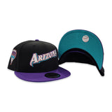 Black Arizona Diamondbacks Purple Visor Teal Bottom D-Back Side Patch New Era 9Fifty Snapback