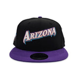 Black Arizona Diamondbacks Purple Visor Teal Bottom D-Back Side Patch New Era 9Fifty Snapback