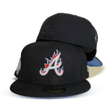 Black Atlanta Braves Flame Pattern Icy Blue Bottom 1995 World Series Side Patch New Era 59Fifty Fitted