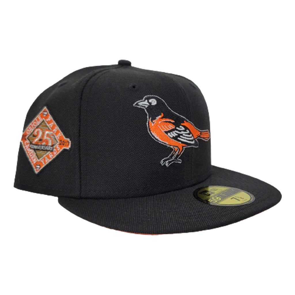 New Era 59FIFTY Baltimore Orioles 25th Anniversary Patch Jersey Hat- Black, Orange Black/Orange / 7