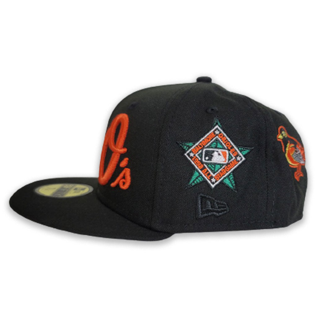 Baltimore Orioles New Era Black & Metallic Logos Side Patch 59FIFTY Fi