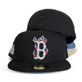 Black Boston Red Sox Flame Pattern Icy Blue Bottom 2004 World Series Side Patch New Era 59Fifty Fitted